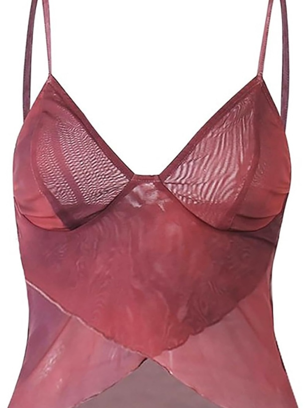 Sheer Spaghetti-Strap Crop Top in Rose Mauve